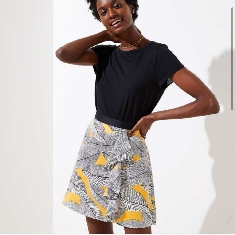 NWT Loft Fern Cascade Ruffle Skirt size 0P/00P